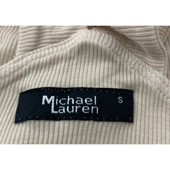 NWT Michael Lauren Size S Fitted Double V-Neck Open Shoulder Top Thumbhole - Picture 6 of 7